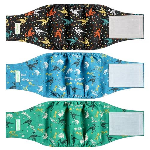 wegreeco Washable Male Dog Belly Band (Stylish Pattern) - Pack of 3 - Dog Diapers Male - Washable Male Dog Belly Wrap (Dinosaur Fossils, X-Small) - color: Dinosaur Fossils, size: X-Small (Pack of 3)