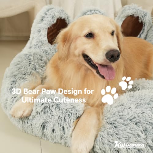 Round Plush Calming Donut Dog & Cat Bed | Calming Design, Donut Shape - color: Light Grey, size: Small