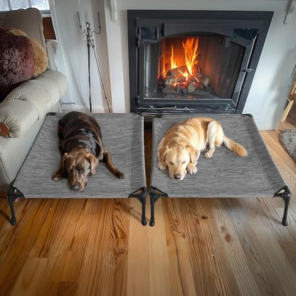 Veehoo 2-Pack Raised Dog Beds - Cooling Portable Pet Cot with No-Slip Feet, Breathable Mesh, Size 42" x 30", Black Silver, CWC1803-L - color: 2Packs- Black Silver, size: 42.0"L x 30.0"W x 7.0"Th