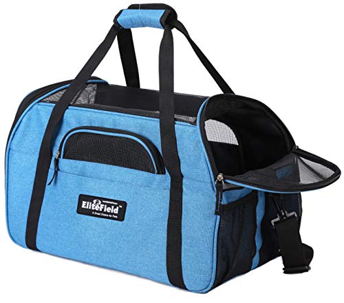 EliteField Soft Pet Carrier (3 Year Warranty, Airline Approved) Soft Sided Dog Puppy Cat Carrier Travel Bag (X-Large: 21" L x 12" W x 13" H, Sapphire Blue) - color: Sapphire Blue, size: 21.0"L x 12.0"W x 13.0"H