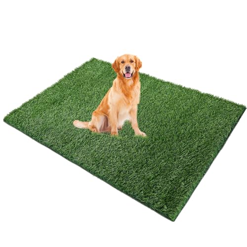 Grass Pad for Dogs, 48" x 36" Artificial Turf for Pets Potty Training, Fake Grass Mat with Drainage Holes, Easy to Clean, Large Turf Rug Outdoor Indoor Use - size: 48"L x 36"W