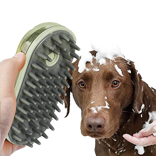Dog Bath Brush Pet Grooming Soothe Massage With Shampoo Dispenser Soft Silicone Bristle For Short Haired Cat Shower(Pink) - color: Pink