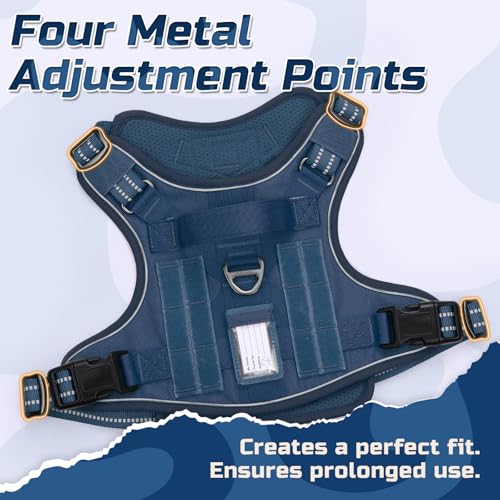 rabbitgoo Dog Harness No Pull, Military Dog Harness Medium Sized Dog with Handle & Molle, Easy Control Service Dog Vest Harness Training Walking, Adjustable Reflective Tactical Pet Harness, Blue, M - color: Blue, size: Medium