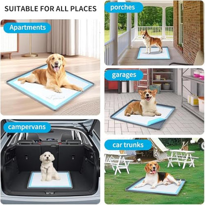 60x60cm Dog Potty Pad Holder - Silicone Pee Pad Holder Tray, Dog Potty Tray With Raised Edge & Clips | Leakproof Puppy Urine Mat Trays For Training Indoor Bathroom Apartment Patio Backyard Living Room - color: gray suit