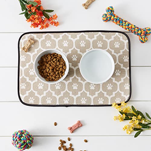 Bone Dry Machine Washable, Ultra Absorbent Pet Mat, 12x18, Stone/Off-White Lattice - color: Stone/Off-White Lattice, size: 12"L x 18"W