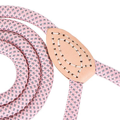 Mile High Life Dog Leash, Rope Leash with Genuine Leather Connection and Heavy Duty Metal Clasp, Great for Small Medium Large Dogs(Pink,48 Inch) - color: Rope Handle-Pink, size: 48 Inch-1/2"