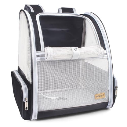 Cat Carrier Backpack, Dog Backpack, Ventilate Pet Cats Puppy Dogs Birds Bunny Backpack for Travel Indoor Outdoor Use(Black)