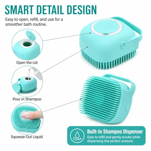 Soft Silicone Pet Bath Massage Brush for Dogs & Cats, Gentle Grooming Cleaning Tool for Puppy Kitten Washing, Blue - color: Blue
