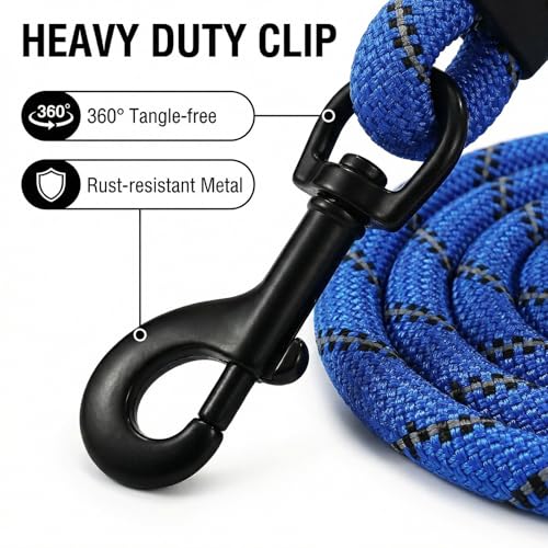 Dog Leash for Medium, Large and Small Dogs,Heavy Duty, Durable Rope, Lightweight Design for Walking, Training, and Outdoor Activities, Blue,6Ft,1/2 inch - color: Blue
