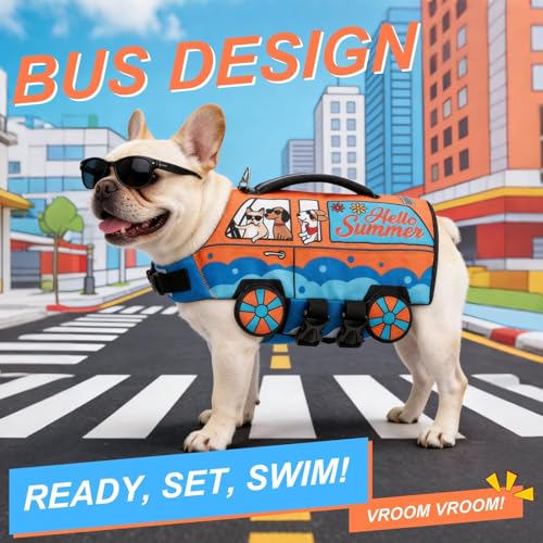 BEAUTYZOO Small Dog Life Jacket, High Flotation Dog Life Vest for Swimming & Boating with Rescue Handle Reflective Stripes,Adjustable Ripstop Dogs Lifejacket for Small Medium Dogs Puppy,Orange Car L - size: Large(Chest Girth: 22"-29")