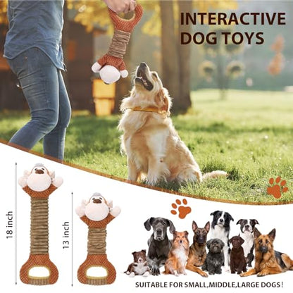 Letsmeet Squeaky Dog Toy with Crinkle Paper, Pull Interactive Plush Chew Toy for Puppies, Small, Medium, Large Dogs - Great for Tug of War and Teeth Cleaning - color: brown3