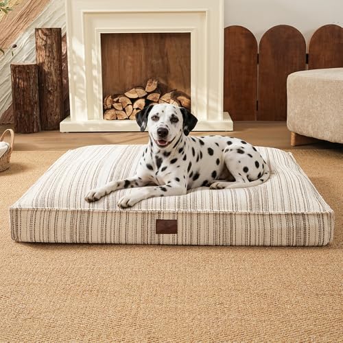 SOMAHE 4 Inch Orthopedic Dog Bed for Crate, 35 x 27 Inch, Coffee Chenille | Washable Removable Cover, Waterproof Inner Liner, Non-Slip Bottom, Orthopedic Dog Crate Mattress for Medium & Large Dogs - color: Coffee, size: 35"L x 27"W x 4"H Inches
