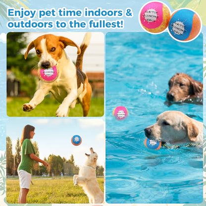 BINGPET Dog Pool Toy Floating Balls, 2 Pcs Dog Water Ball for Summer Swimming Bouncing Ball Pool Toys, Interactive Soft Dog Chew Balls for Small and Medium Dogs - color: Blue&Pink