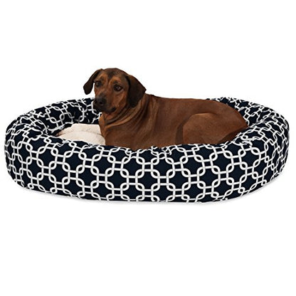 Majestic Pet 52 Inch Links Sherpa Calming Dog Bed Washable – Cozy Soft Round Dog Bed with Spine for Head Support - Fluffy Donut Dog Bed 52x35x11 (inch) – Round Pet Bed X- Large - BLACK - color: Black, style: 52 in.