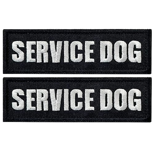 2 Pieces Service Dog Patches with Hook Backing for Service Animal Vests, Harnesses - color: 2pcs, Service Dog
