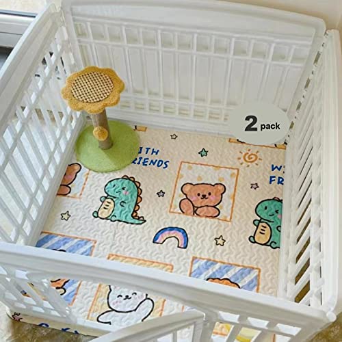 Dog Playpen Urine Pad Dog Pee Pads Puppy Pads 2 Pcs, [PLAYPEN NOT Included] Reusable Puppy Training Mat,Large Pet Pee Mats,Waterproof Pet Mats for Dogs Bed Mat,Super Absorbing Whelping - color: White - 2pcs Urine Pad, size: Fits 36" x 4 Panels Dog Playpen