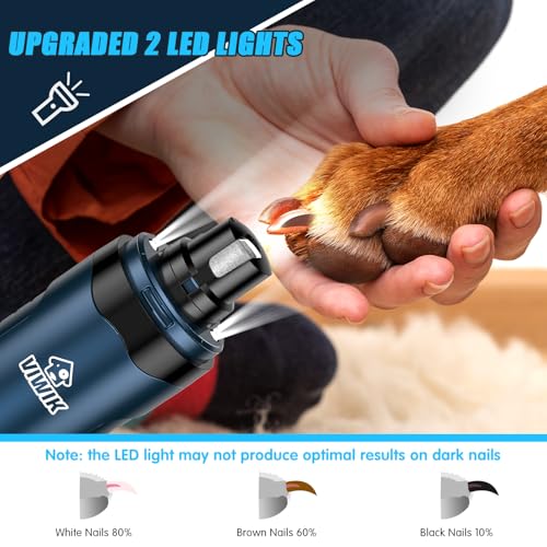 VIWIK Dog Nail Grinder, Dog Nail Trimmers with LED Lights, Pet Nail Clippers Kit for Large Medium Small Dogs & Cats, 2-Speed Quiet Electric USB Rechargeable Pet Paws Grooming Tool Blue - color: Blue+Blue