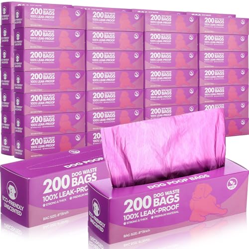 Sherr 20 Boxed Rolls 4000 Counts Dog Poop Bags Bulk Leak Proof Dog Waste Bags Universal Pet Doggy Waste Poop Box for Puppy Pets Outdoor Walking and Travel, 20 Rolls of 200 (Purple) - color: Purple