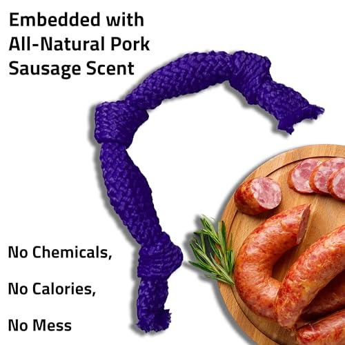 Playology Dog Toys | Dri-Tech Dental Rope Toy for Large Senior Dogs, Gentle on Teeth | Pork Sausage Scented Jumbo Toy | Dog Rope for Tug of War - size: Jumbo Rope, style: Pork Sausage