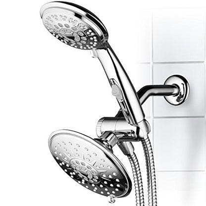 30-Setting Ultra-Luxury 6 inch Rainfall Shower Head & Handheld 3-way Combo with Water Saving Pause Switch and Stainless Steel Hose/Enjoy Separately or Together! Premium All Chrome Finish - color: Chrome Face