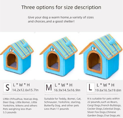 Dog House Cute Indoor Puppy Cave Cat Nest with Removable and Washable Cushion Plush Kennel Pet Bed - color: Brown, size: S