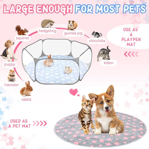 Hahafelt 4 Pcs Round Whelping Pee Pads Washable for Dogs Waterproof Pet Training Mats Reusable Puppy Whelping Pads Non Slip Cat Dog Bed Mat for Crate Kennel(Large Star,36 Inches) - size: 36 Inches
