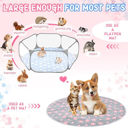 Hahafelt 4 Pcs Round Whelping Pee Pads Washable for Dogs Waterproof Pet Training Mats Reusable Puppy Whelping Pads Non Slip Cat Dog Bed Mat for Crate Kennel(Large Star,36 Inches) - size: 36 Inches