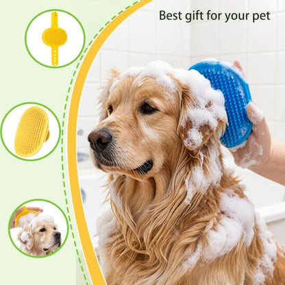 3 Pack Dog Bath Brush, Grooming Scrubber Shampoo Brush, Bubble Maker Paw Washer, Massage Brush for Short & Long Hair/Dog Owners