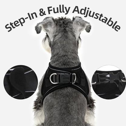 PUPTECK Dog Harness and Leash Set for Small Medium Dogs No Pull Step-in Soft Mesh Puppy Cat Vest Harnesses Reflective at Night, Black Bow Tie - color: #3 Black(Bow Tie), size: M(CHEST 16"-18", 11-18 lbs)