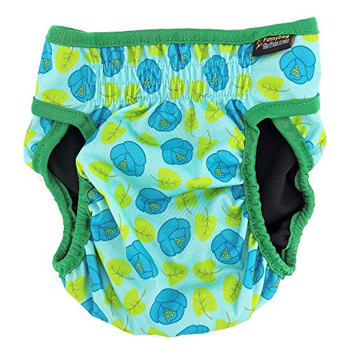 Pack of 3 Female Dog Diapers with 4 - Layers of Absorbent Pads Cat Panties Waterproof Leak Proof Washable (S: Waist 12" - 16", Flowers Pattern) - color: Pack of 3 Flowers Pattern, size: S: Waist 12" - 16"