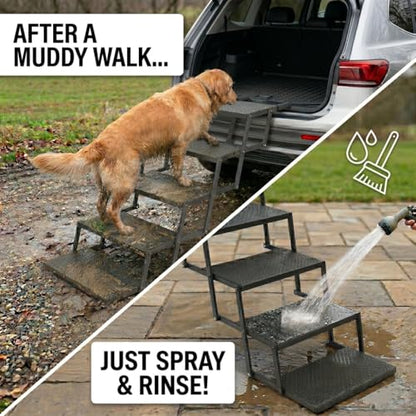 Dog Steps for Car and Truck,25.6" H Foldable Dog Stairs for Large Dogs, Lightweight Pet Stairs Supports Up to 350 lbs, 5 Steps
