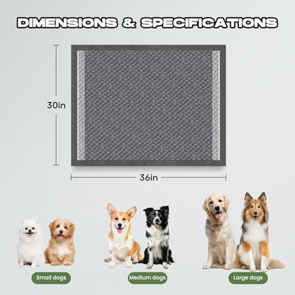 Dog Pee Pads for Dogs XXL 30"x36" Charcoal Puppy Pads 50 Counts Extra Large Disposable Activated Carbon Super Absorbent Full Edge-Wrapping Odor-Control Training Pads with Adhesive Tabs - size: 50 Count (30"x36")