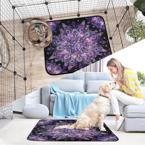Qilmy Mandala Pet Mat, Waterproof Reusable Dog Training Pad Anti-Slip Pet Creat Pad for Small Medium Large Dogs and Cats - size: Medium+Large