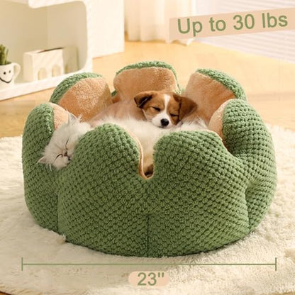 CWV Cute Cat Beds Kitten Beds, Soft Small Dog Beds, Washable Pet Beds for Puppy and Kitty, Cactus Shape, 23 Inch - color: Green