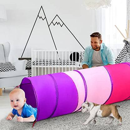 Kids Play Tunnel for Toddlers 1-3, Baby Crawling Toys for 1 2 3 4 Year Old Girl Boy Birthday Gift, 6 Foot Pop Up Tunnel, Indoor Outdoor Toddler Toys for Infant Children or Dog - style: Toddler Tunnel