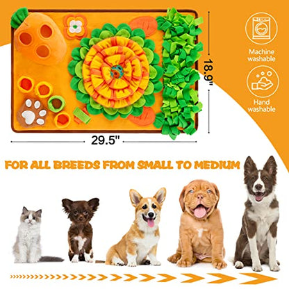 Pet Snuffle Mat for Dogs Sniff Mat Nosework Feeding Mat Slow Feeder Interactive Dog Puzzle Toys for Training and Stress Relief Encourages Natural Foraging Skills (29.5''x18.9'') - size: 29.5''x18.9''
