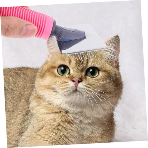 OUNONA Pet Grooming Comb for Dogs and Cats, Medium Pink Rubber Handle Pin Brush with Stainless Steel Pins for Dematting and Shedding, Suitable for Long-haired Pets