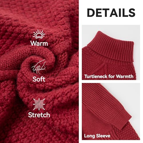cyeollo Dog Sweater Pullover Turtleneck for Dogs Girl, Classic Knitwear Fall Winter Cold Weather Pet Clothes Warm Pet Apparel Small Medium Large Dog Sweaters, Burgundy M - color: Burgundy, size: Medium