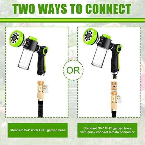 Dog Washing Hose Attachment, 8-in-1 Sprayer Mode Garden Hose Nozzle with Pet Bathing Brush and 100cc Soap Dispenser Bottle, Adopted in Watering Flowers, Car Wash, Dog and Horse Showering (Green) - color: Green