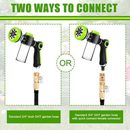 Dog Washing Hose Attachment, 8-in-1 Sprayer Mode Garden Hose Nozzle with Pet Bathing Brush and 100cc Soap Dispenser Bottle, Adopted in Watering Flowers, Car Wash, Dog and Horse Showering (Green) - color: Green