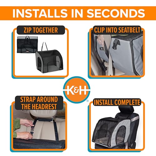 K&H Pet Products Enclosed Dog Car Seat, Travel Safety Carrier for Pets, Dog Travel Car Seat, Soft-Sided Covered Cat Carrier, Washable Pad, Multiple Entrances, Mesh Windows - Medium 24 X 19 X 17in - size: 24.0"L x 19.0"W x 17.0"H