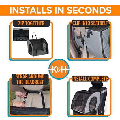 K&H Pet Products Enclosed Dog Cat Car Seat, Travel Safety Carrier for Pets, Dog Travel Car Seat, Soft-Sided Covered Cat Carrier, Washable Pad, Multiple Entrances, Mesh Windows - Small 17 X 16 X 15in - size: 17.0"L x 16.0"W x 15.0"H