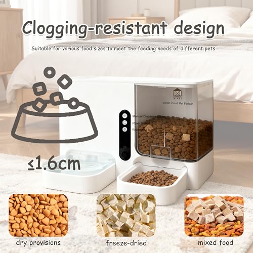 Automatic Pet Feeder and Water Dispenser 2-in-1 Set with WiFi, Proximity Sensor, Easy APP Operation, Real-time Video Monitoring for Cats and Dogs
