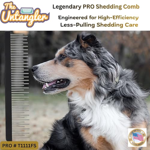 Shedding Comb - Full Staggered EXTRA-Long Shedding and Dematting Rotating Tooth Comb for Grooming Dogs and Cats