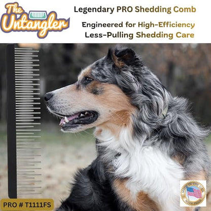 Shedding Comb - Full Staggered EXTRA-Long Shedding and Dematting Rotating Tooth Comb for Grooming Dogs and Cats