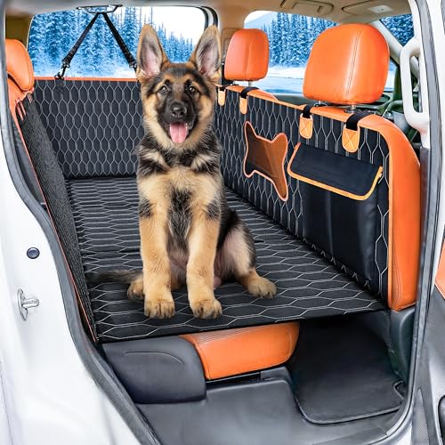 Dog Seat Cover for Back Seat | Extended Dog Car Seat Cover for Back Seat, Car Seats for Pets, Waterproof, Durable, Extra Space with Hard Bottom, Pet Seat Protector for Dogs - color: Black X-Large Extender
