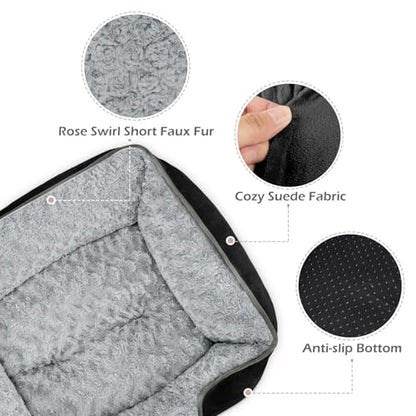 INVENHO Large Dog Bed Rectangle Washable Orthopedic Soft Calming Sleeping Durable Pet Cuddler with Anti-Slip Bottom - color: Black, size: L(30"x 24"x 9")