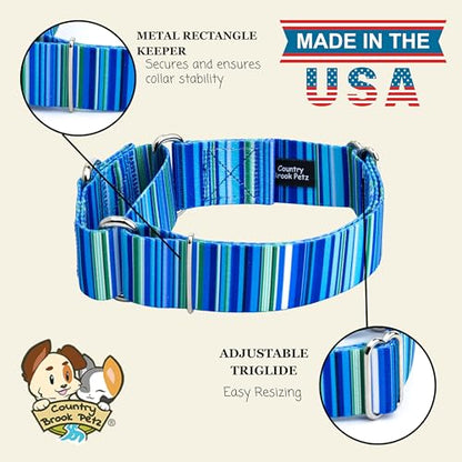 Country Brook Petz - HossFit Jr Wide Martingale Dog Collar - Country and Western Collection Featuring Rustic Designs (Blue Serape, Large) - color: Blue Serape, size: Large (Pack of 1)