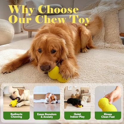 Kimee Natural Rubber Dog Chew Toy, Tough Gourd Dog Toy for Aggressive Chewers, Milk-Scented Interactive Dog Toy for Medium & Large Dogs to Chew, Tug & Fetch - style: Gourd