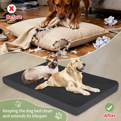 Dog Bed Covers Replacement Washable Waterproof Pet Bedding Cover with Durable Zipper, Large 42"X28"X4" Heavy Duty Dog Bed Liner for Indoor Outdoor, Easy to Clean - size: 42”L x 28”W x 4”H
